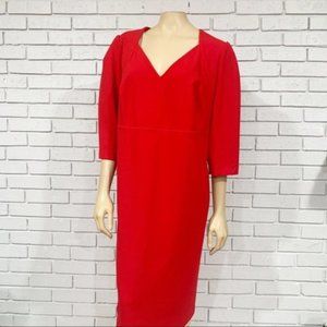 Calvin Klein Women's Red 3/4 Sleeve Sheath Dress